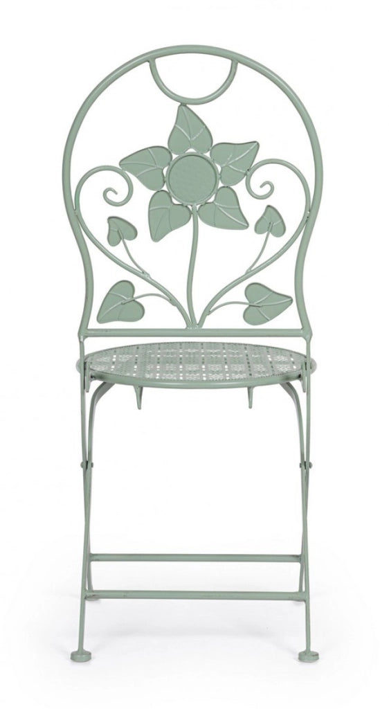 Set 2 Sedie Acciaio Verde Shabby da Esterno - GIANNA
