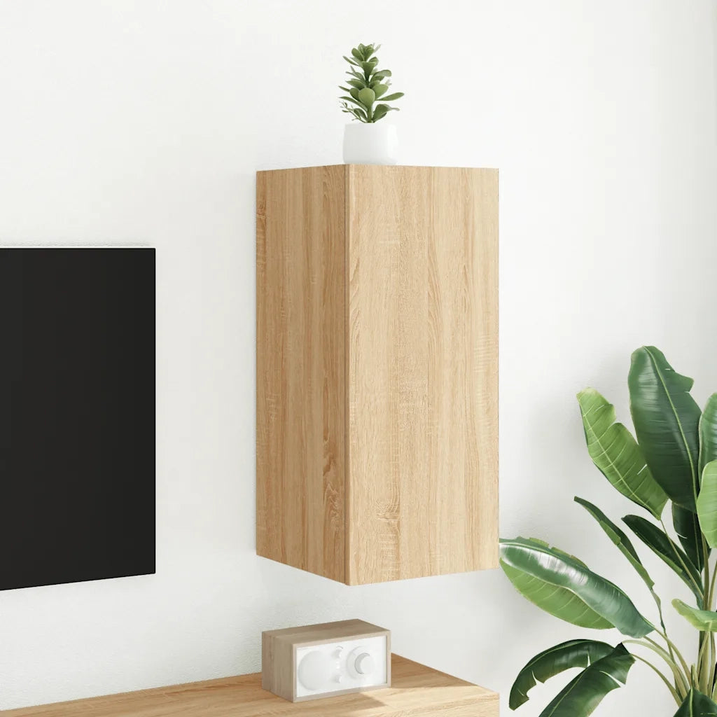 Mobile TV a Parete | Armadietto TV | Mobile Porta TV con Luci LED Rovere Sonoma 30,5x35x70 cm