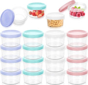 16 Contenitori di Cibo Piccoli con Coperchio, 200ml Tazze di Plastica Riciclabili per Snack, Tazze di Plastica Lekvrije per Colazione, Yogurt e Frutta