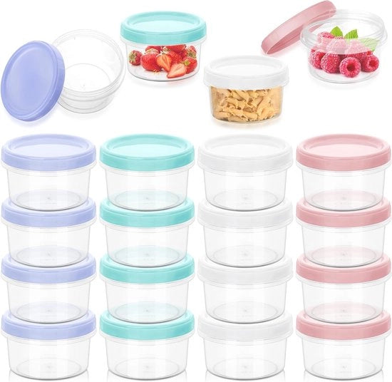 16 Contenitori di Cibo Piccoli con Coperchio, 200ml Tazze di Plastica Riciclabili per Snack, Tazze di Plastica Lekvrije per Colazione, Yogurt e Frutta