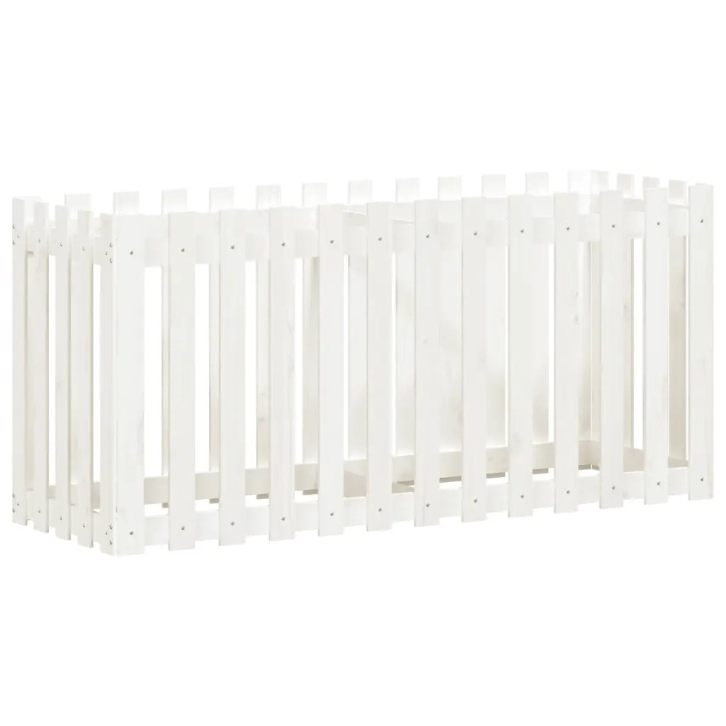 Fioriera Giardino a Recinzione Bianca 150x50x70cm Massello Pino 832498