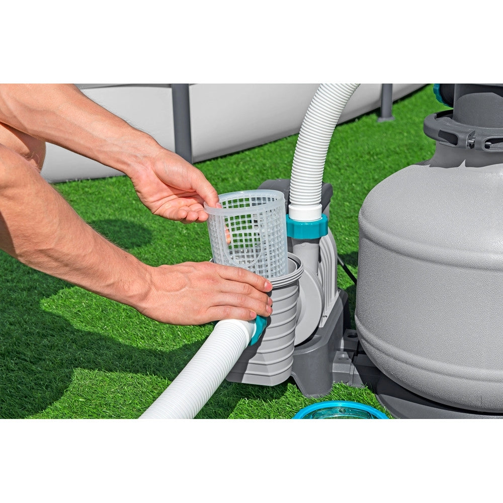 Trade Shop - Pompa Sistema Di Filtraggio A Sabbia Con Timer 6.056 L/h Per Piscine Fuori Terra 58497 -