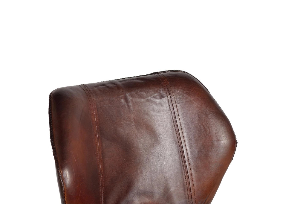 Set di 2 sgabelli in pelle naturale con gambe in metallo
