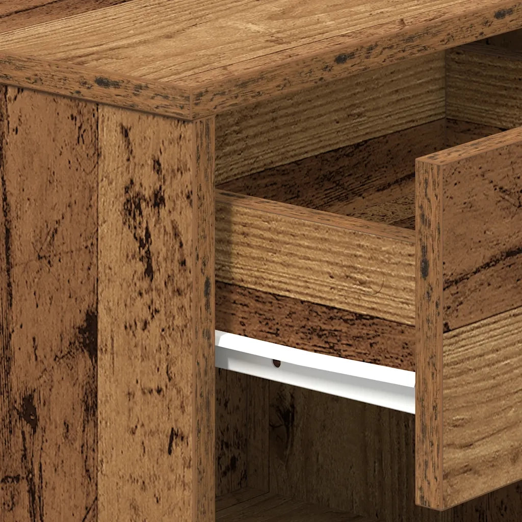 Comodini 2 pz con Cassetto Legno Antico 39x28x41 cm