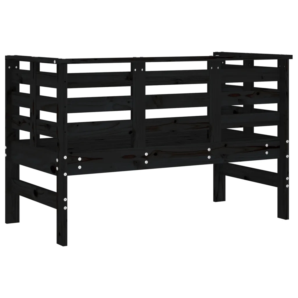Panca da Giardino-Sgabello-Panca da esterno Nera 111,5x53x71 cm Legno Massello di Pino