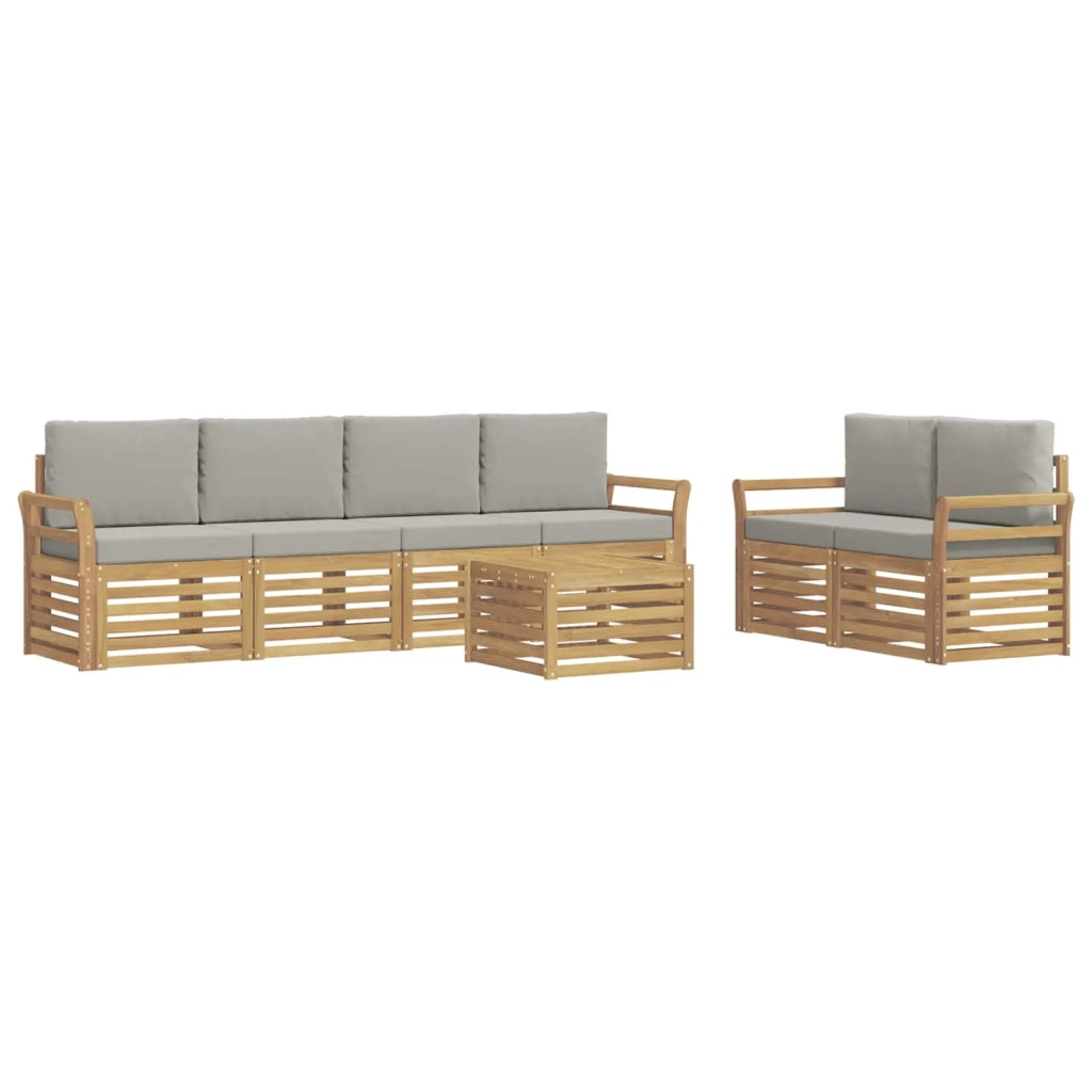 Set di divani da esterno 7 pcs Bianco e Grigio Chiaro 3391436