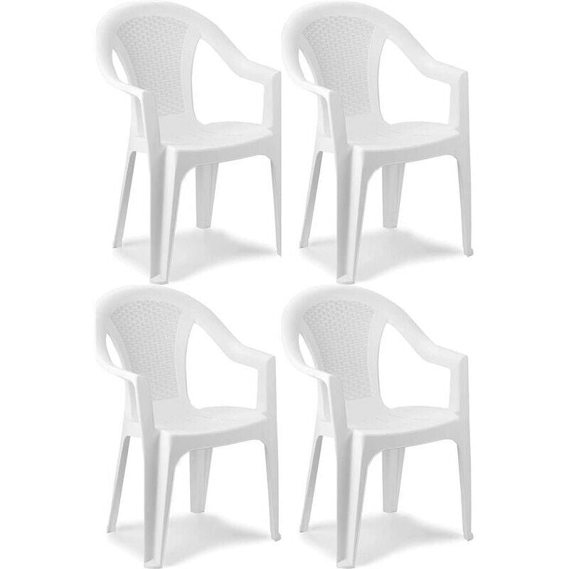 SET 4 SEDIE DA GIARDINO KORA IN POLIPROPILENE COLORE BIANCO 55 X 54 X 82 CM