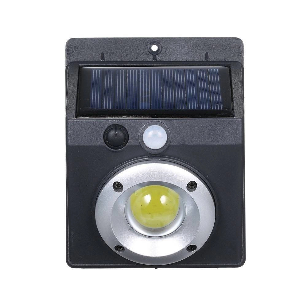 Trade Shop - Faretto Luce Led Cob Pannello Solare Ricaricabile Sensore Di Movimento Pir -