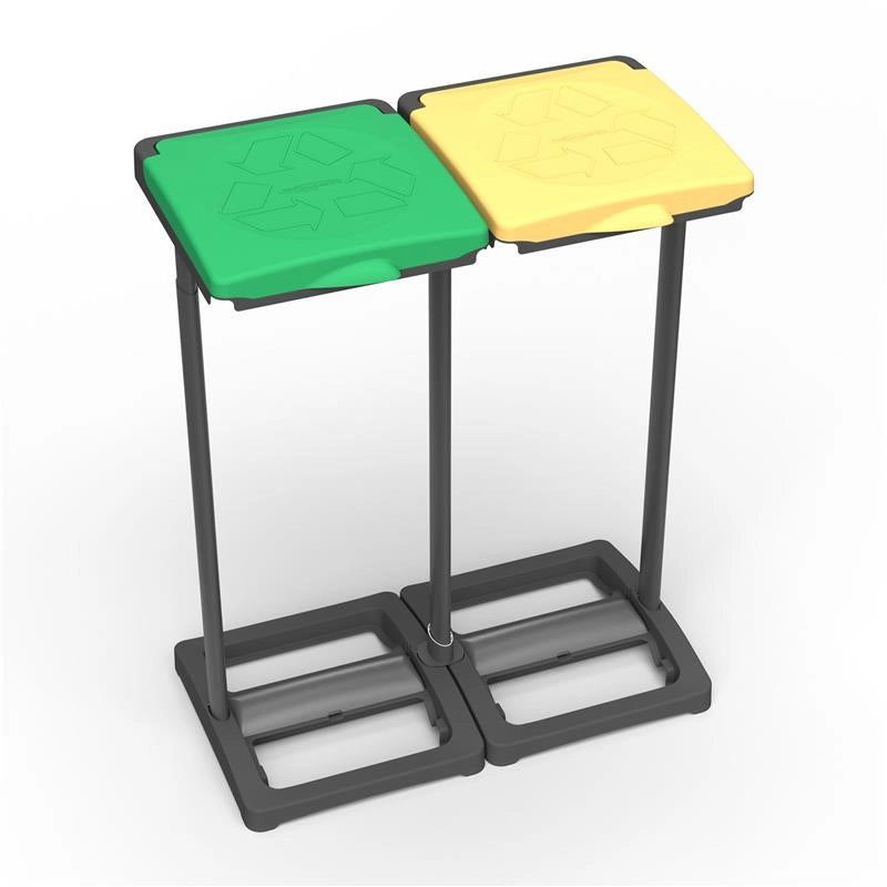 PORTASACCO-PORTARIFIUTI DOPPIO RACCOLTA DIFFERENZIATA PER INTERNI E ESTERNI 64X36X80 CM