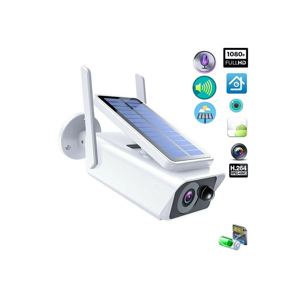 Trade Shop - Telecamera Con Pannello Solare Wifi 2mpx Infrarossi Sd Sensore Movimento Abq-q1 -