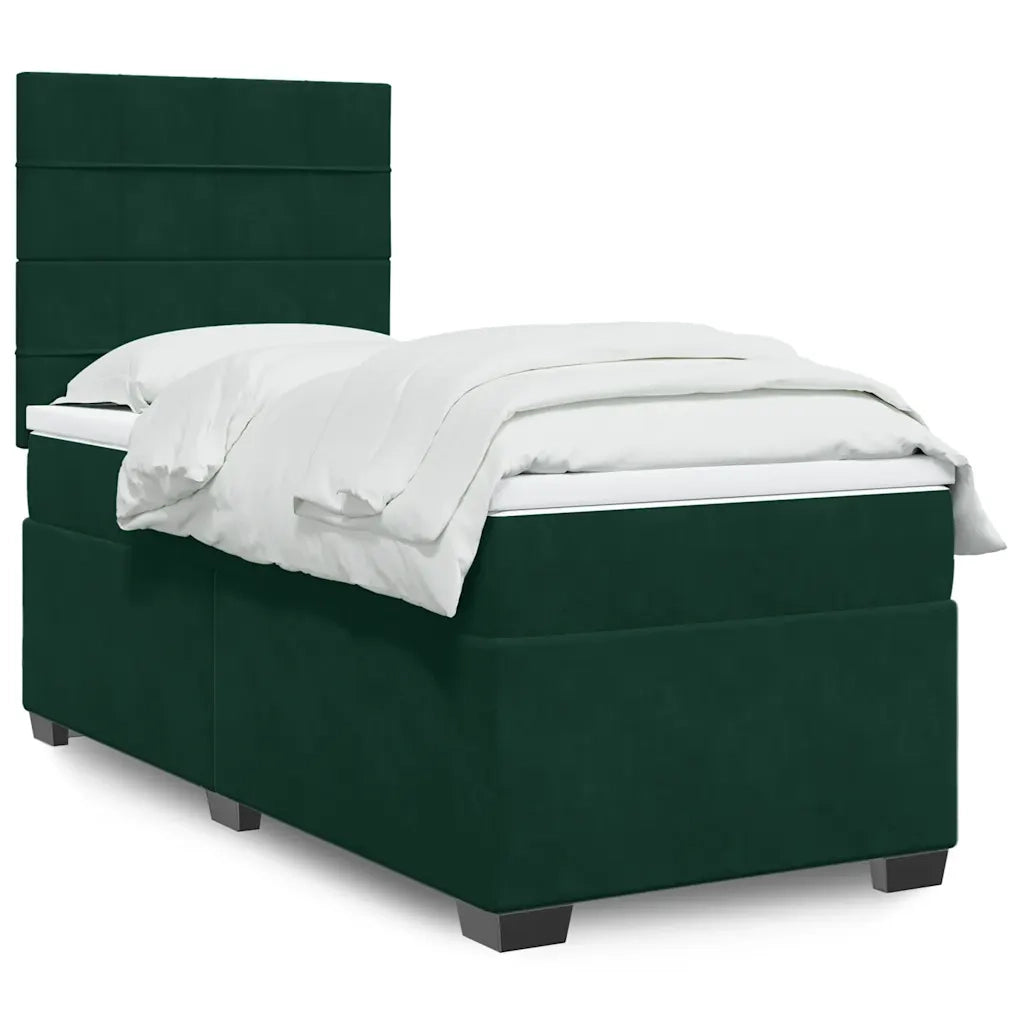 Giroletto a Molle con Materasso Verde Scuro 90x200 cm Velluto 3290807