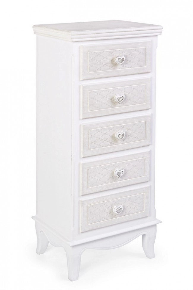 Cassettiera MDF Impiallacciato Bianca Stile Shabby da Interno - ADELINE