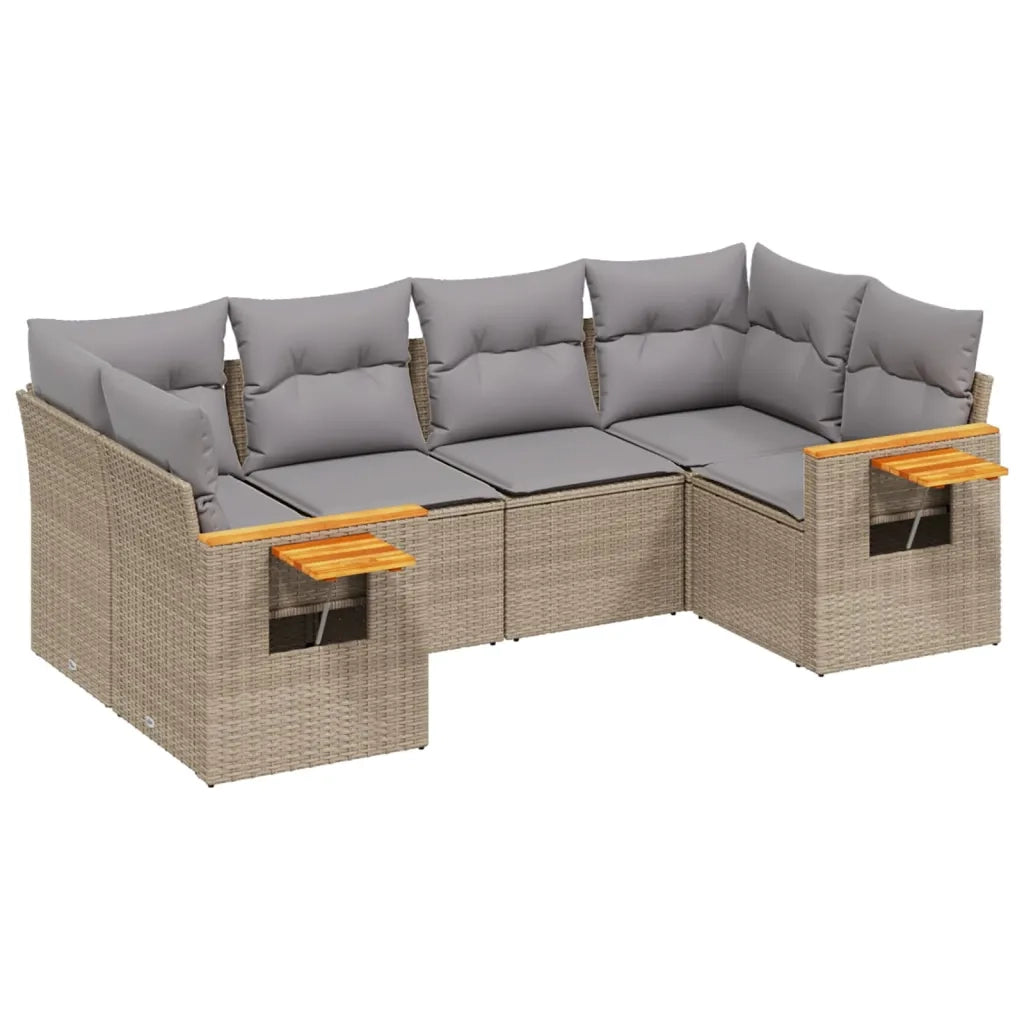 Set Divano da Giardino 6 pz con Cuscini Beige in Polyrattan 3227102