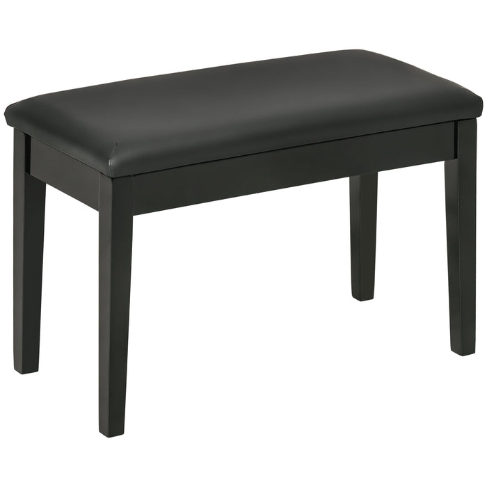 Sgabello per Pianoforte con Contenitore 75x35x49cm  in Legno e Finta Pelle Nero