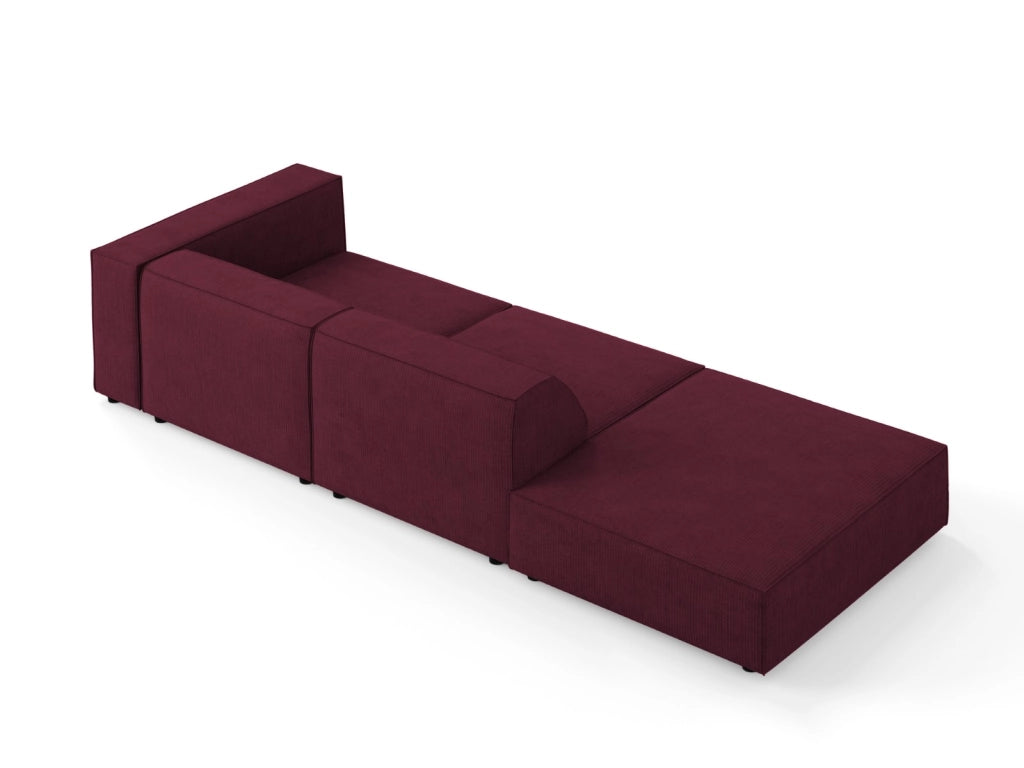 Cosmopolitan Design - Divano sinistro "Arendal" 4 posti in ciniglia con effetto a coste rubino 