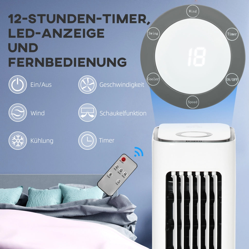 Raffreddatore d'aria 2 in 1 con raffreddamento ad acqua ¨C zephmum ¨C Serbatoio 5L, timer 12h, per 20 m2