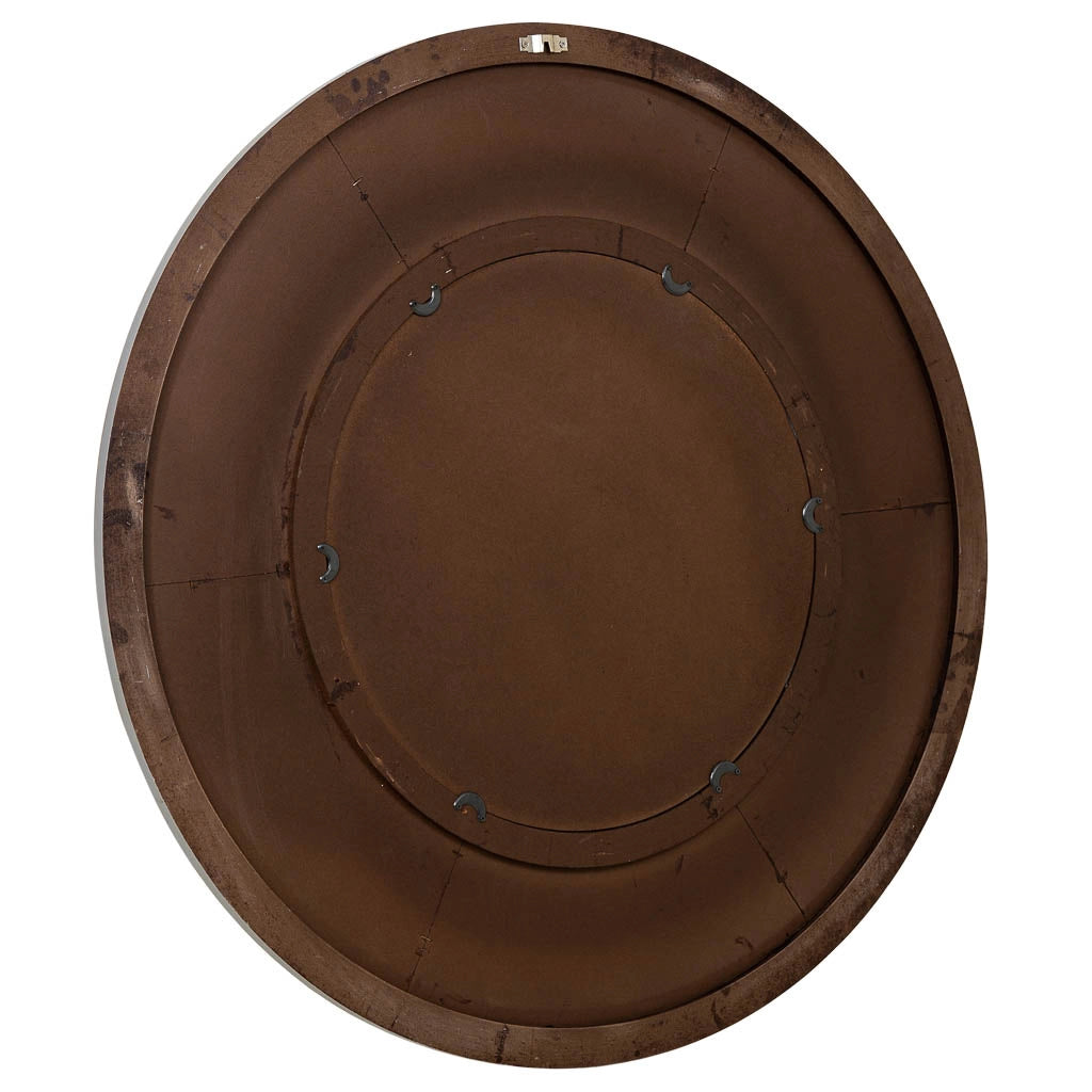 Specchio rotondo in legno con rilievo blu d90x2h