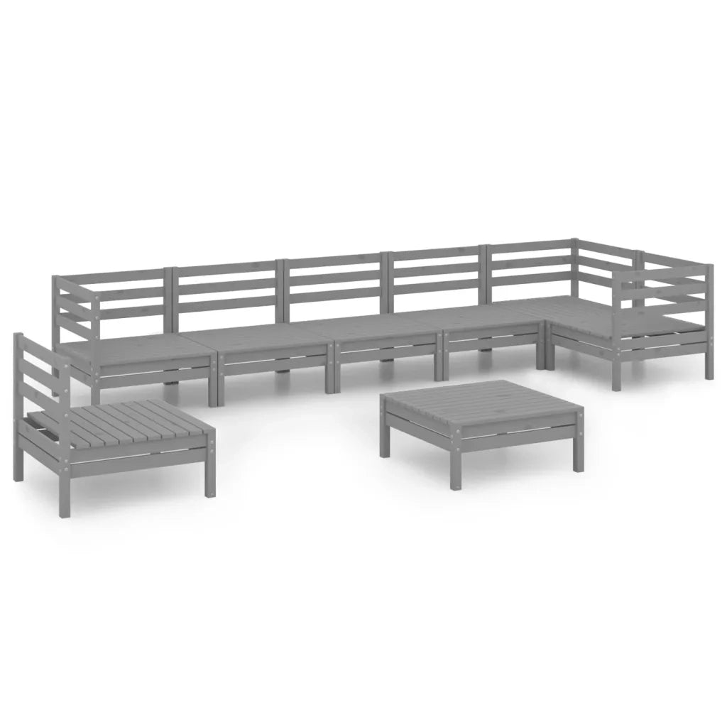 Set Divani da Giardino 8 pz in Legno Massello di Pino Grigio cod mxl 36578