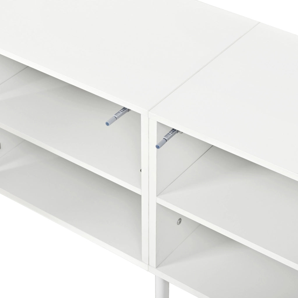 Mobile TV 170x35x50 cm con 4 ante e push-to-open in PB e MDF bianco