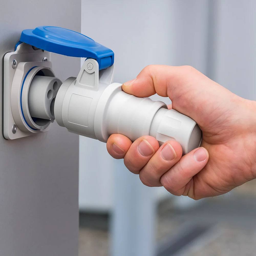 Presa mobile diritta industriale blu 2p+t 16a monofase 220v ip44 gw62004h