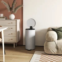 Bidone da Cucina da 30L, a Pedale con Secchio Interno, Coperchio a Chiusura Soft, 36x30x60,5cm, Grigio