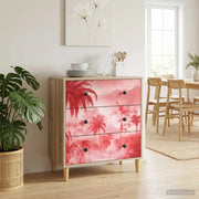 Cassettiera AACHEN Stampa di palme rosa 66 x 36,5 x 75 cm 8007366