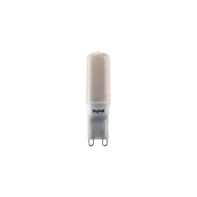 Beghelli lampadina bispina LED G9, 4W 400 lumen, luce naturale 4000K, resa 35W, apertura 320 gradi, classe F, 220V
