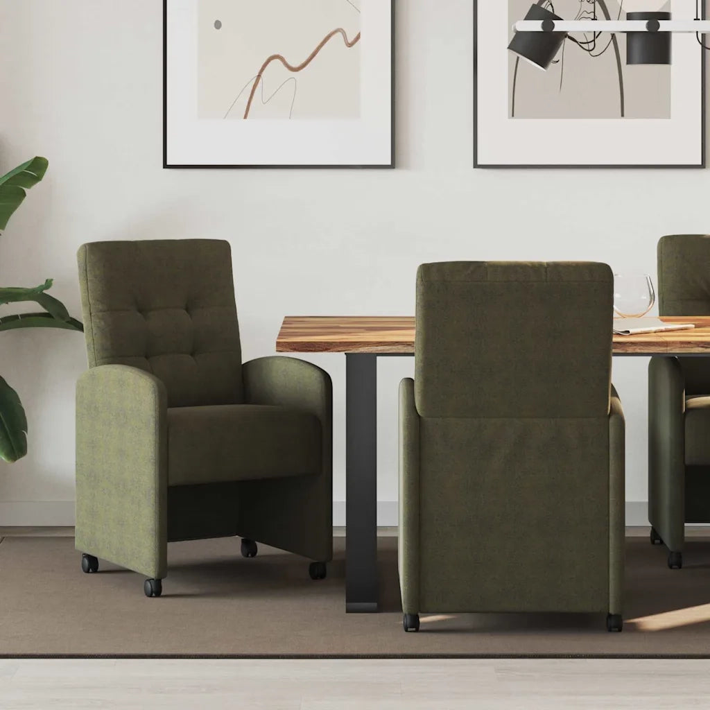 Sedie da Pranzo con Ruote 2 pcs Verde militare 58 x 67 x 97 cm 42017899