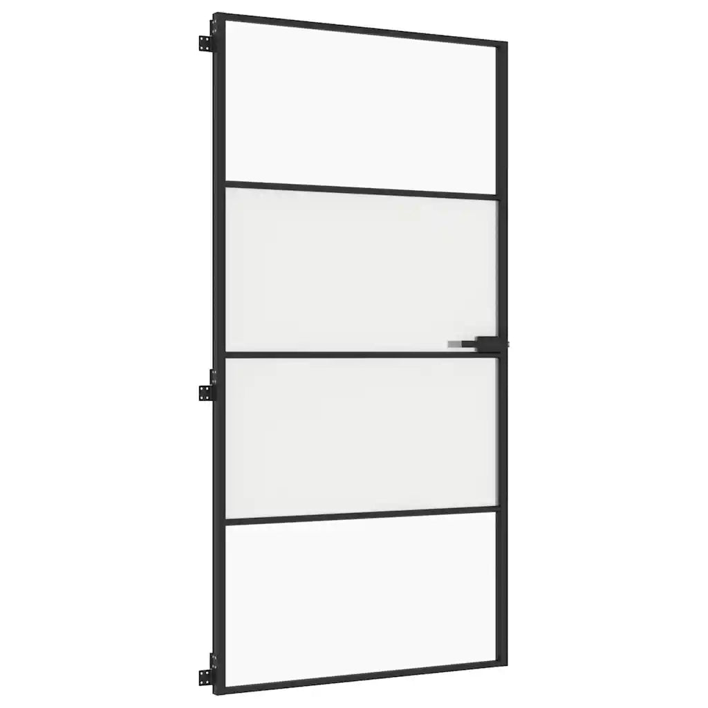 Porta Interni Sottile Nera 102,5x201,5Vetro Temperato Alluminio 155122