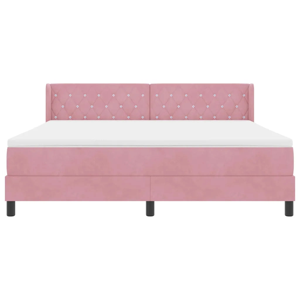 Letto a molle con materasso Rosa 200 x 180 cm Poliestere