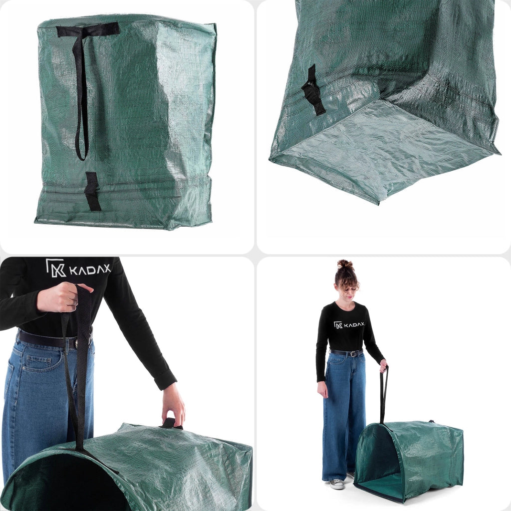 KADAX Sacchetto per foglie, rifiuti da giardino, pieghevole, resistente, con maniglie, 200 L