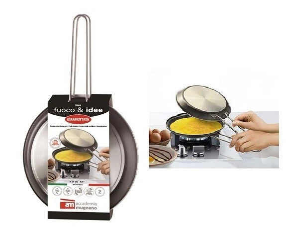 Fornetto Padella Girafrittata Antiaderente 2 Grill Tostiera 24 cm Accademia Mugnano