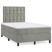 Giroletto a Molle con Materasso Grigio Chiaro 120x190cm Velluto