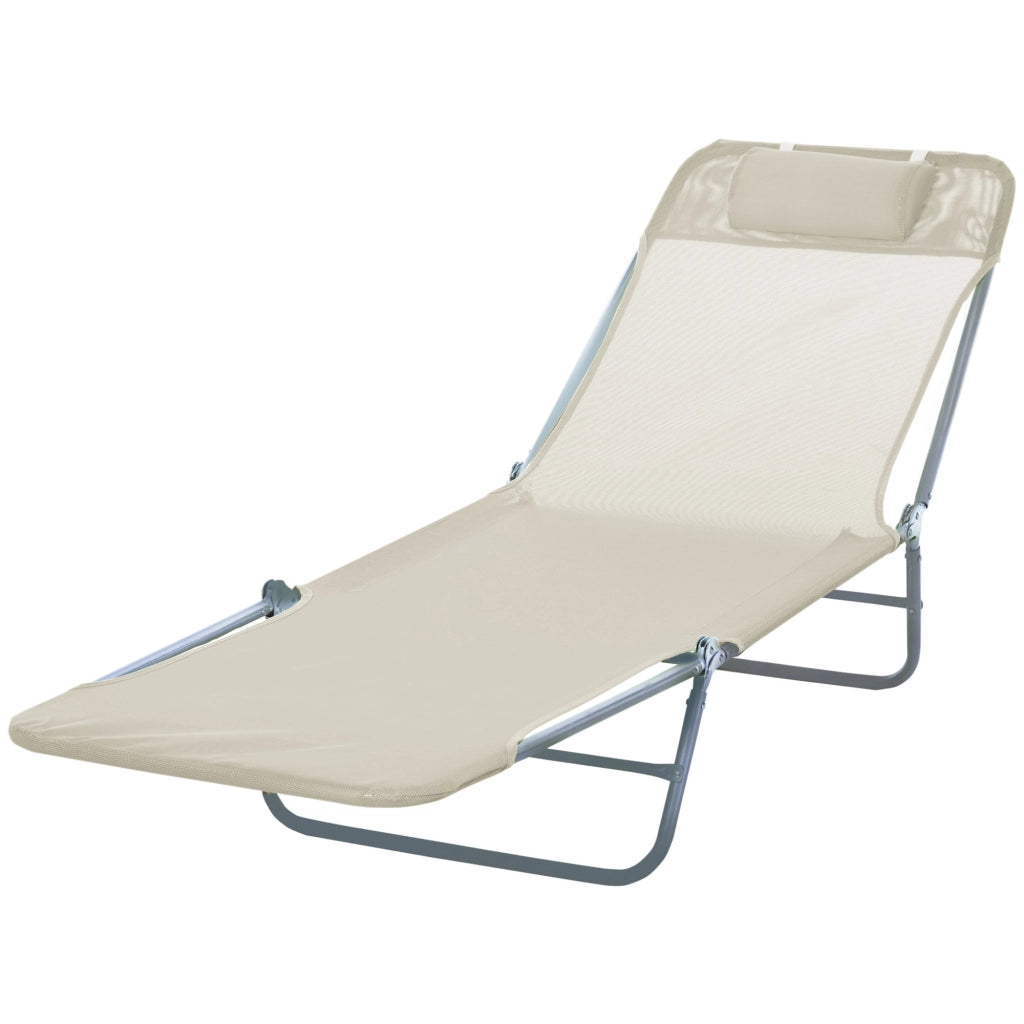 Lettino da giardino pieghevole con cuscino ¨C zephmum ¨C crema 120kg