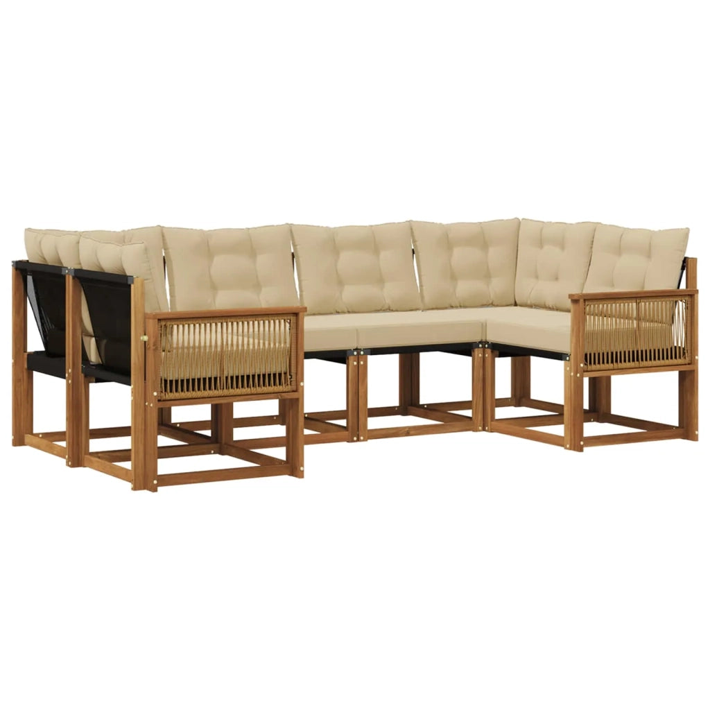 Set di divani da esterno 6 pz Naturale e Beige 3382181