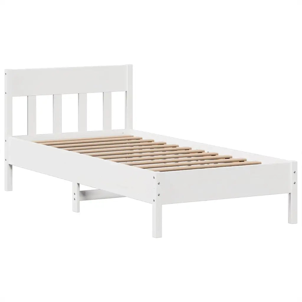 Letto singolo | Letto per adulti | Letto senza Materasso Bianco 90x190 cm in Legno Massello Pino