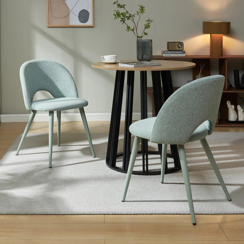 Set Karijoki di 4 Sedie Imbottite da Sala Pranzo Rivestimento in Tessuto - Verde Chiaro [en.casa]