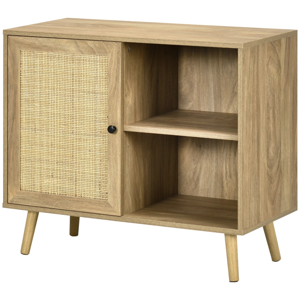 Tavolo da cucina con porta in rattan e 2 ripiani ¨C Minimal ¨C 80x39x70 cm naturale