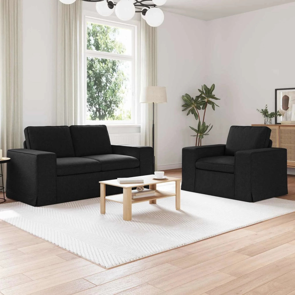 Set di divani 2 pcs Nero 162 x 80 x 82 cm Tessuto