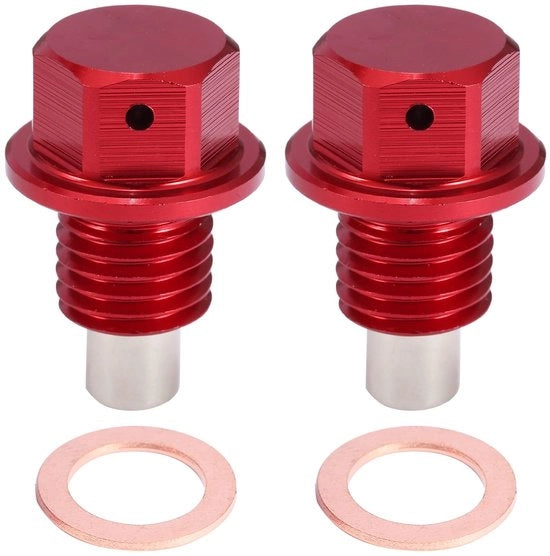 Olio da motori - Aftapplug M12x1.5 - Magnetico - Lega di alluminio - 2 Pacchetti - Installazione semplice - Prevenzione di particelle metalliche - Blocco di scarico