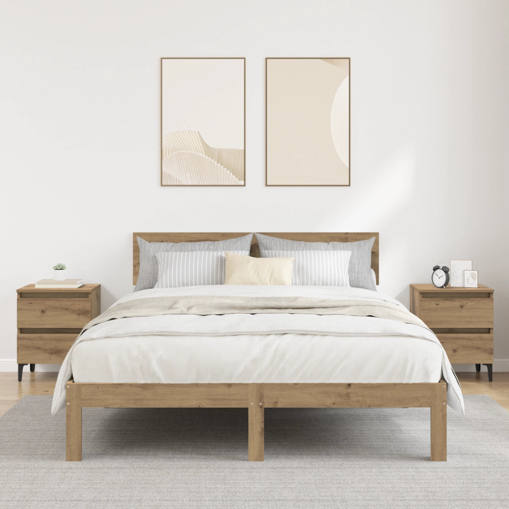 Armadi da letto 2 pz Rovere artigianale 40x35x50 cm Legno ingegnerizzato