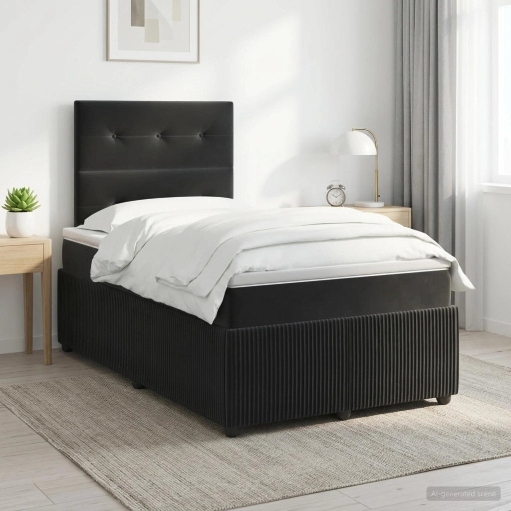 Letto box spring con materasso Nero 120 x 200 cm Velluto 3454585