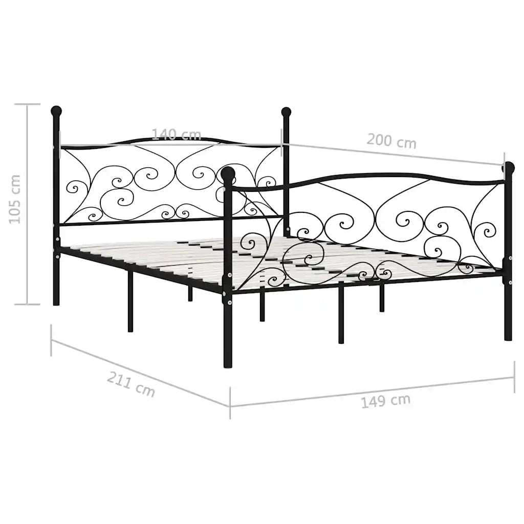 Giroletto con Doghe Nero in Metallo 140x200 cm 284457