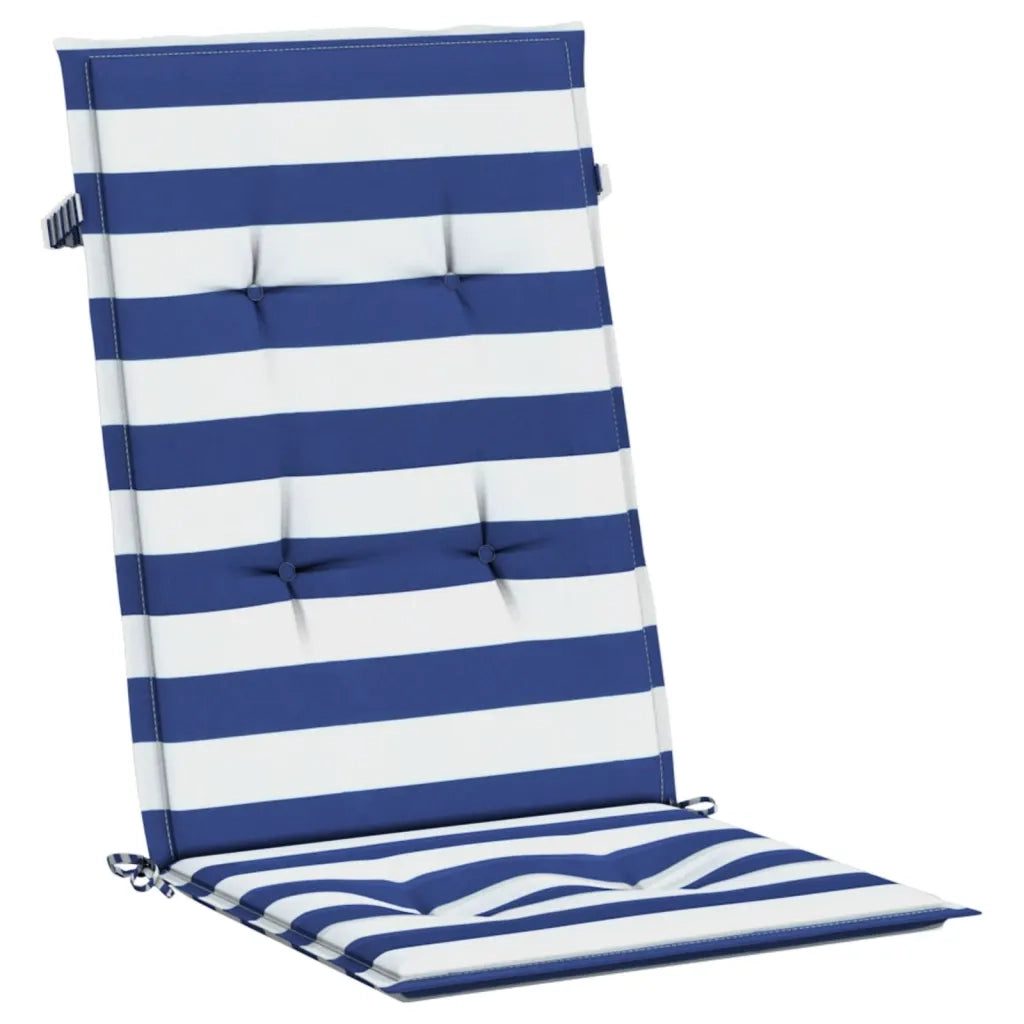 Cuscini Sedia Schienale Alto 2 pz Strisce Bianche e Blu Tessuto 361253