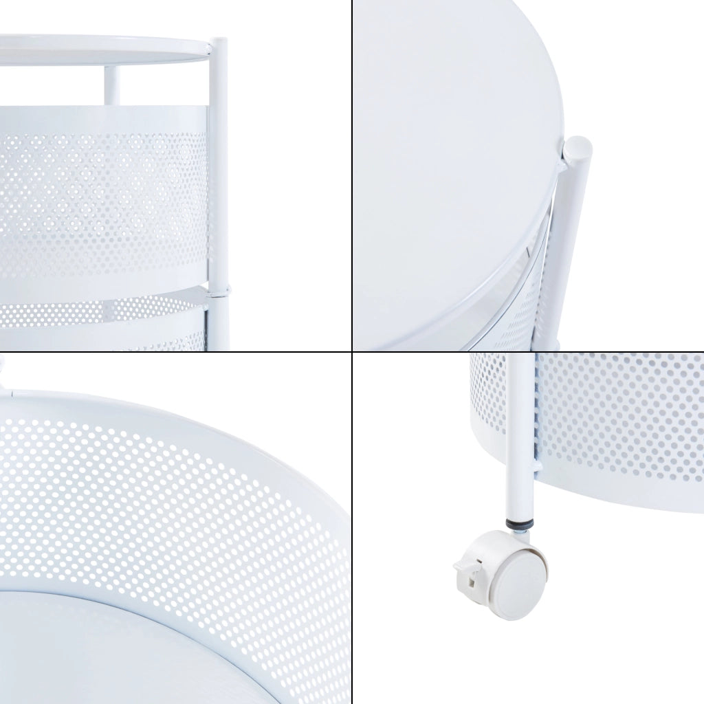 Carrello da Stoccaggio Steigen con 4 Cestelli Girevoli in Acciaio Bianco [en.casa]