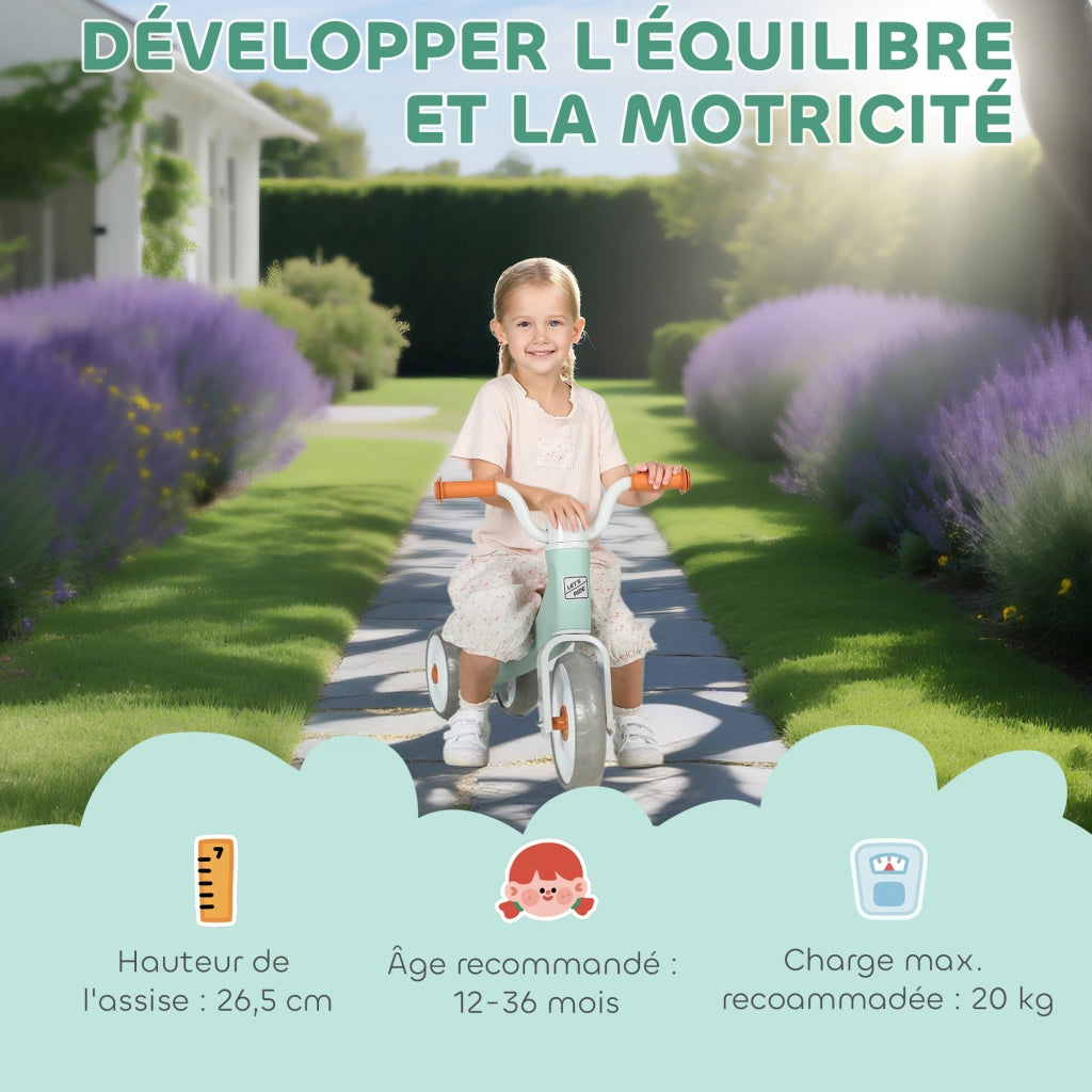Bicicletta senza pedali per bambini 1-3 anni ¨C zephmum ¨C Verde 69x40x49 cm