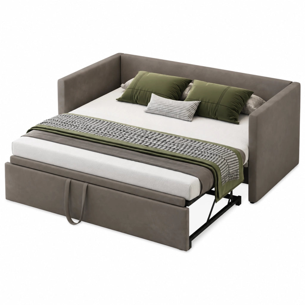 Divano letto 90x200 cm; estraibile 180x200 cm; imbottito; grigio (Senza materasso)