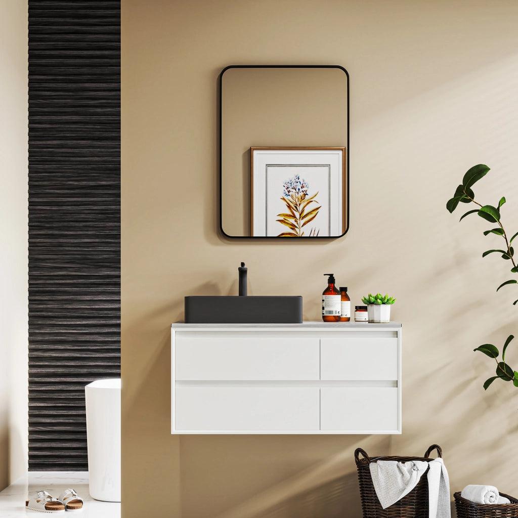 Specchio da Bagno con Cornice Metallo ¨C zephmum ¨C Nero 60x80 cm
