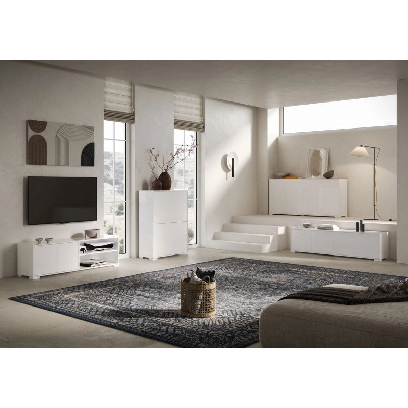 Porta TV moderno 4 ante 172x40x48 cm Lumina - Bianco Lucido