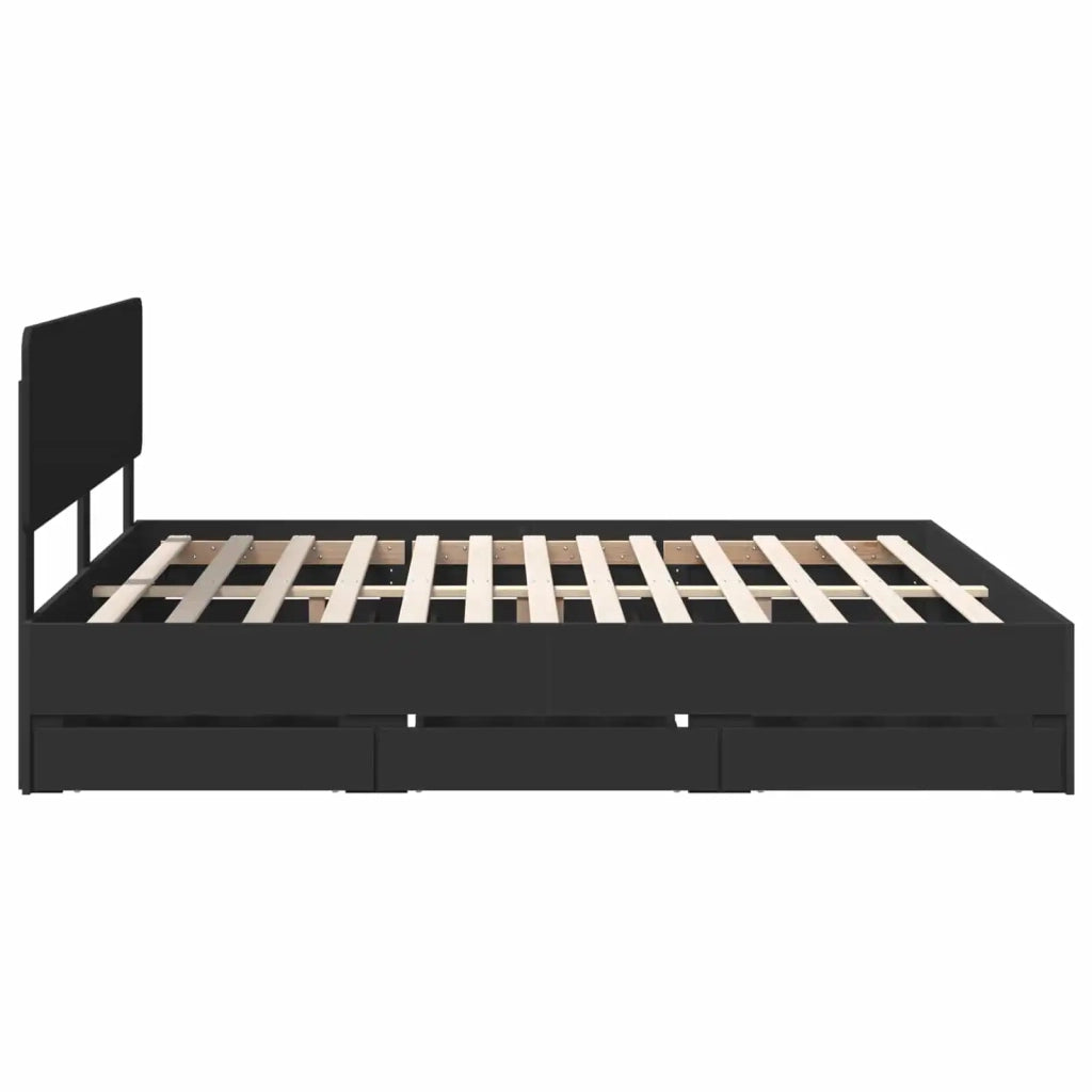 Struttura del letto-Giroletto Nero 200 x 200 cm Legno ingegnerizzato 760300